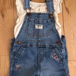 OshKosh B'gosh Floral Embroidered Denim Shortalls